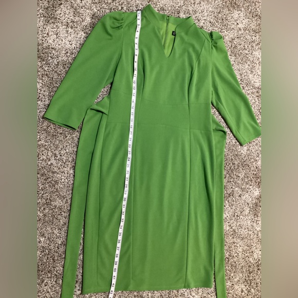 New York & Company Dress Women’s Size L Green Tie-Waist Long sleeve Fall Office - Picture 2 of 8